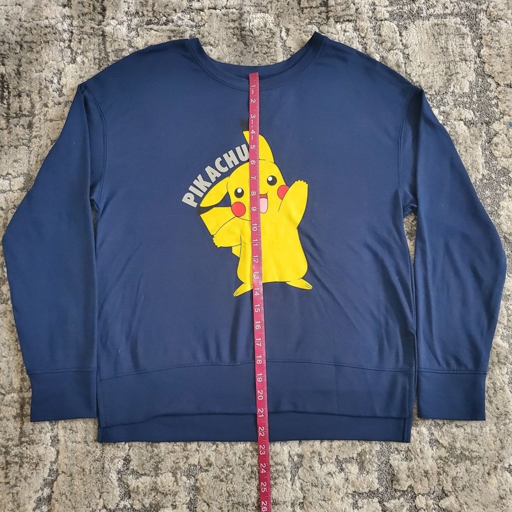 Pokemon Women's Pikachu Graphic Long Sleeve Shirt Navy Blue Size Large - Picture 6 of 9